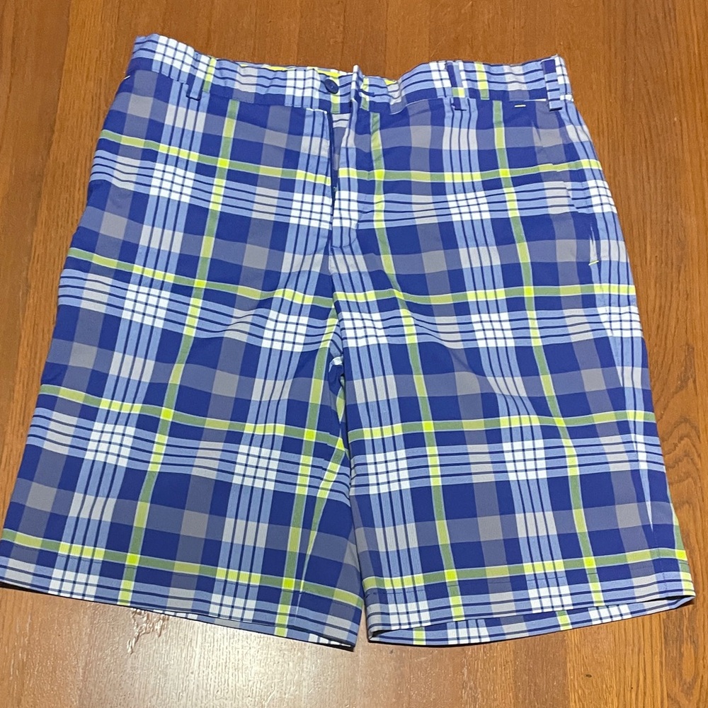 Nike Men's Blue Plaid Athletic Shorts